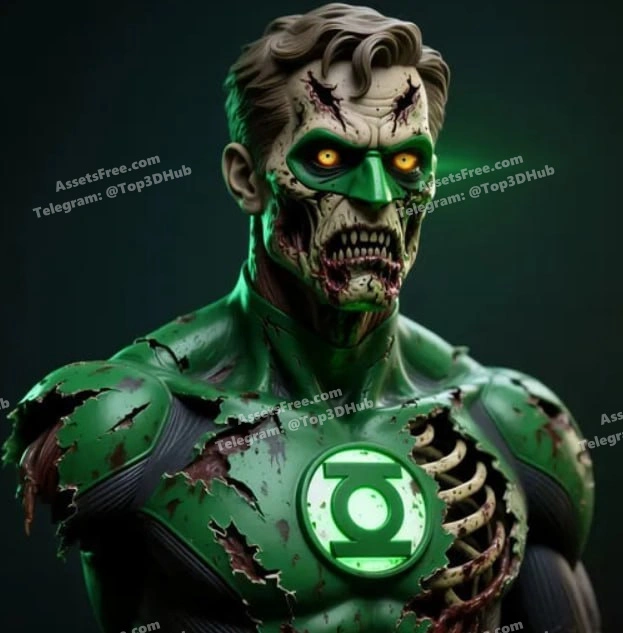 Green lantern zombie bust