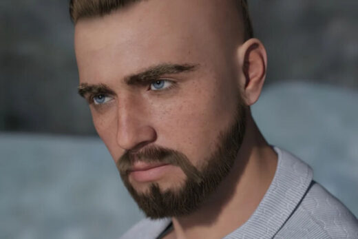 Antoine slickflipped hair and beard for genesis 9 and 8 male