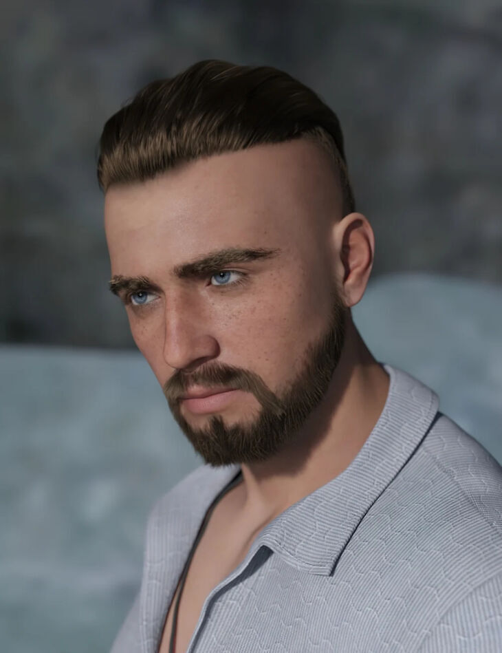 Antoine slickflipped hair and beard for genesis 9 and 8 male