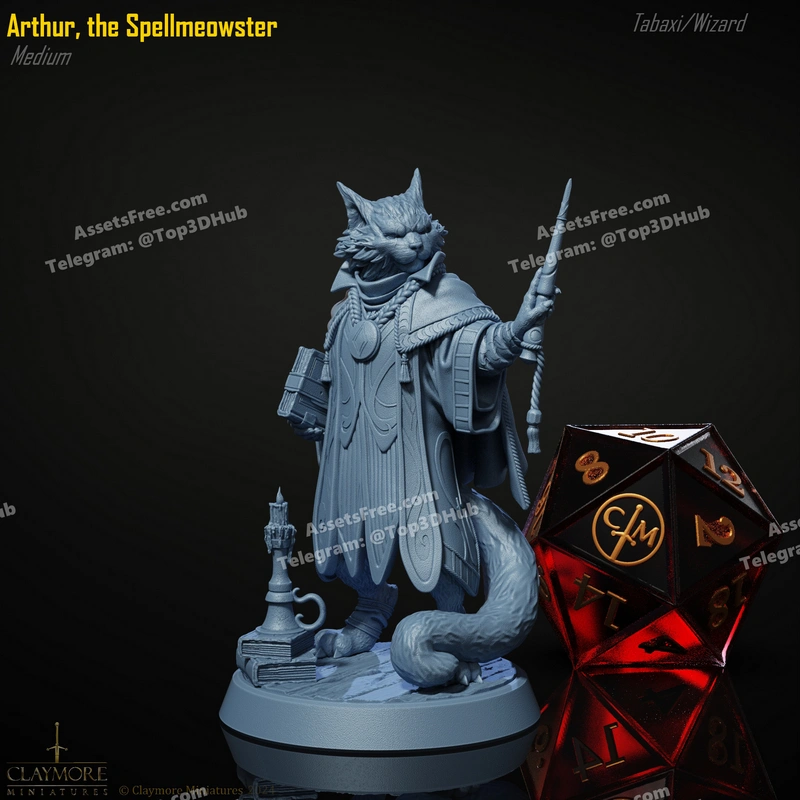 Arthur, the Spellmeowster – STL 3D Print Model | AssetsFree.com Arthur, the spellmeowster