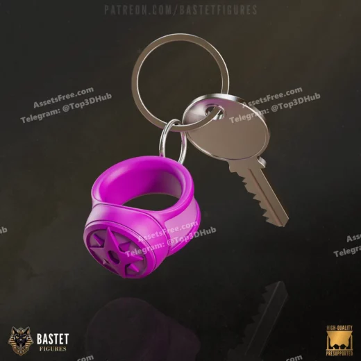 Bastet figures star sapphire keychain