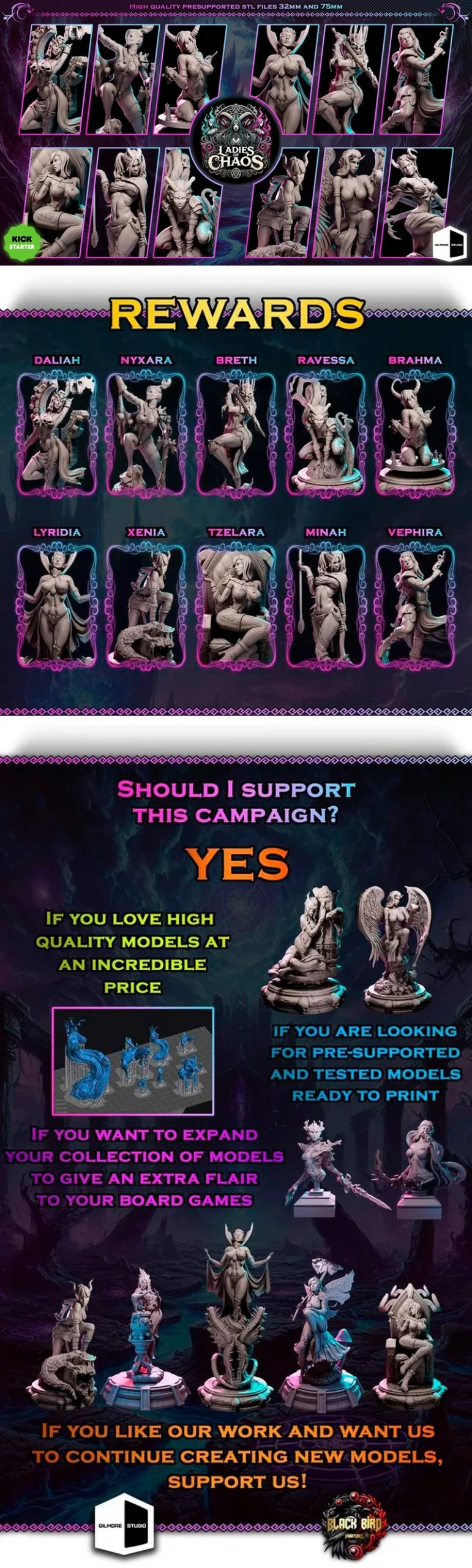 Black Bird Miniatures – Ladies of Chaos – Afterlife – STL 3D Print Model | AssetsFree.com Black bird miniatures ladies of chaos afterlife