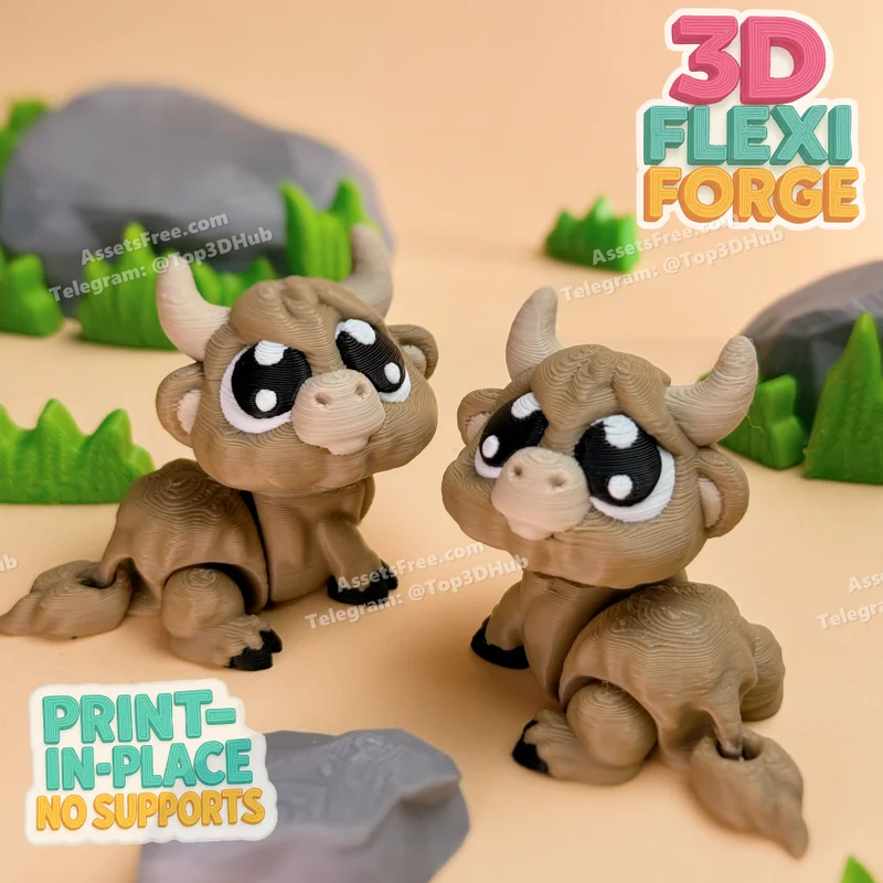 Bull_3D_Flexi_Forge – STL 3D Print Model | AssetsFree.com Bull 3d flexi forge