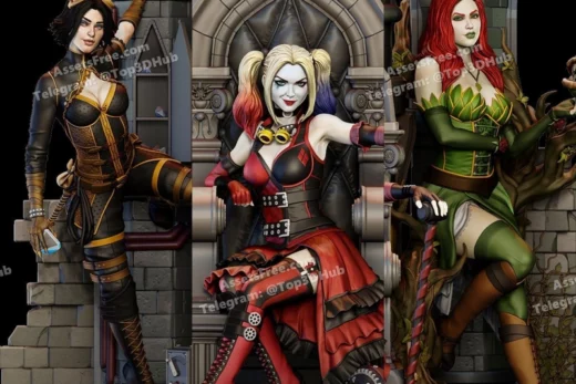 C27 steampunk gotham city sirens harley quinn poison ivy catwoman