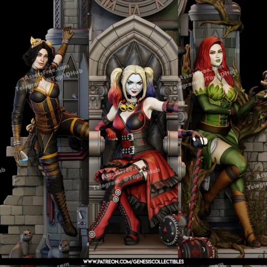 C27 steampunk gotham city sirens harley quinn poison ivy catwoman