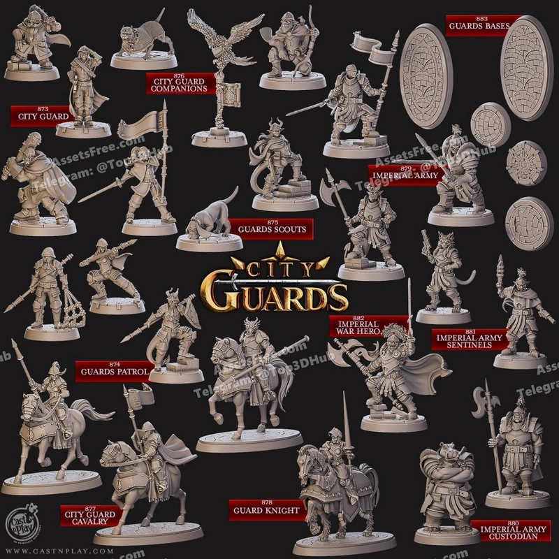 Cast ‘n’ Play – 2024-09 – City Guards – STL 3D Print Model | AssetsFree.com Cast 'n' play 2024 09 city guards
