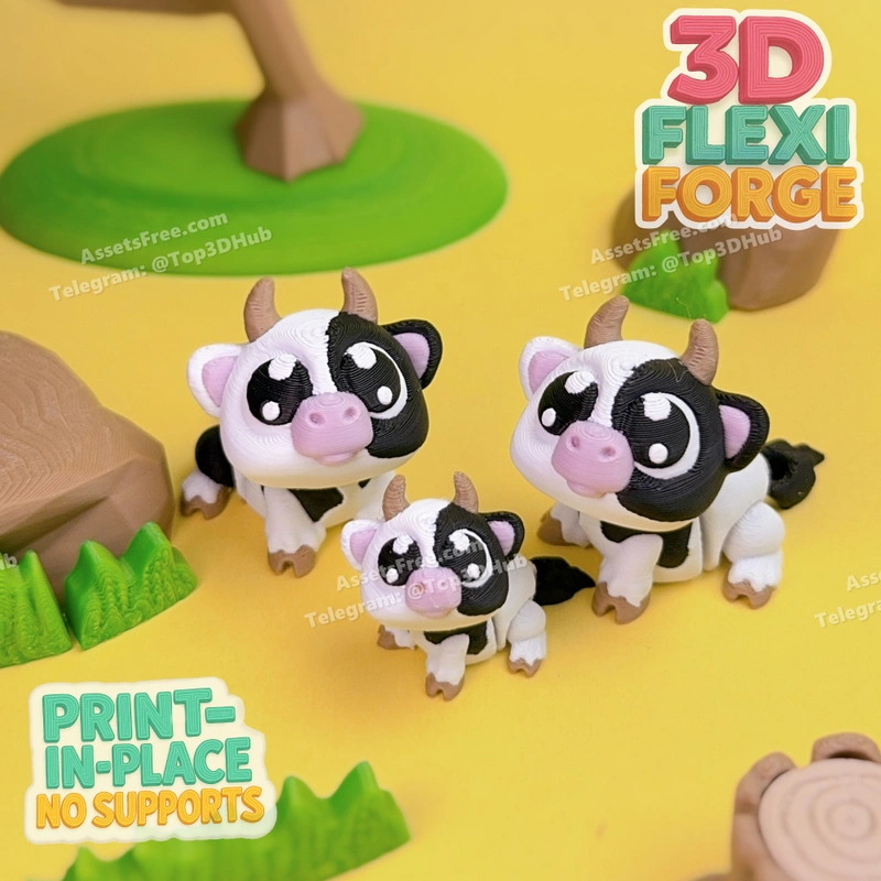 Cow_3D_Flexi_Forge – STL 3D Print Model | AssetsFree.com Cow 3d flexi forge