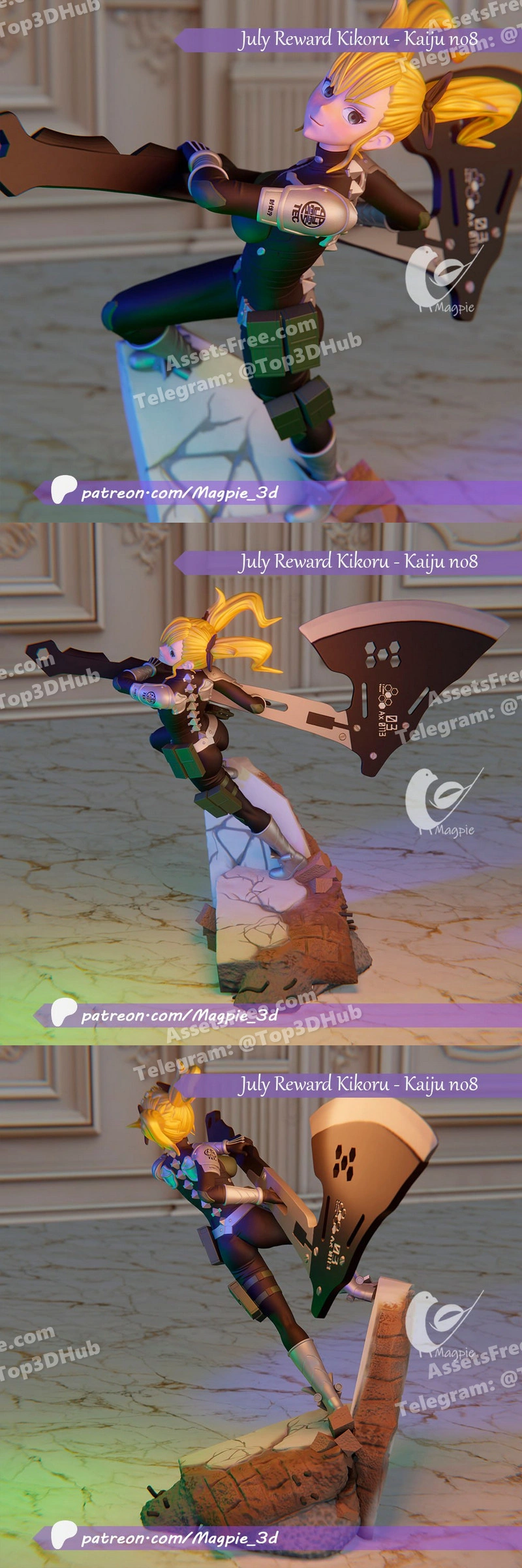 Kikoru Shinomiya – Kaiju no8 – Magpie_3d – STL 3D Print Model | AssetsFree.com Kikoru shinomiya kaiju no8 magpie 3d