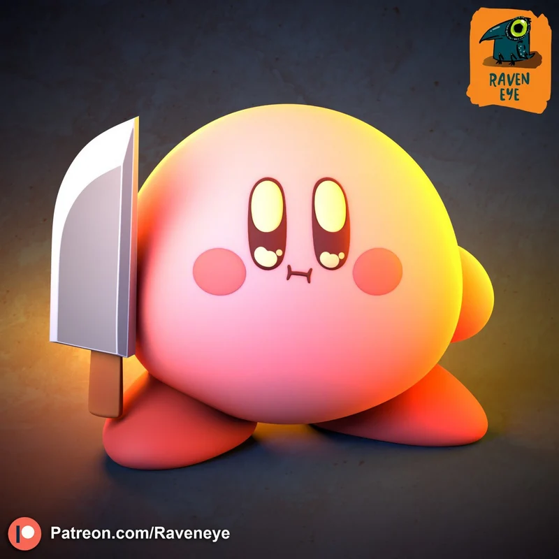 Kirby with knife