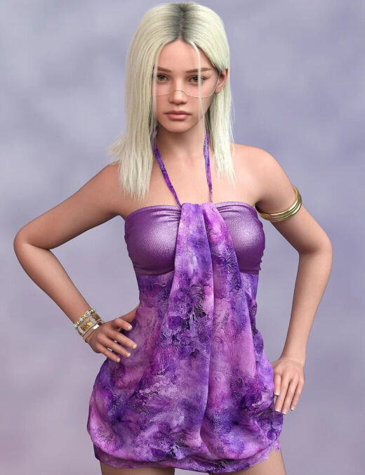 L3d supreme su fashion halter dress texture add on