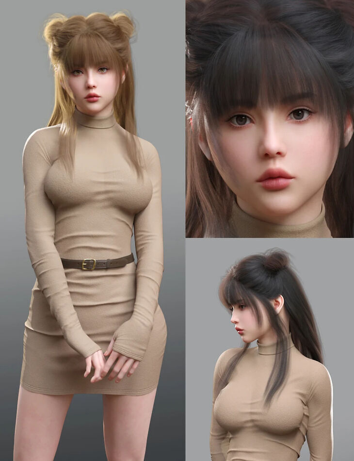 Mb corali hair and mb corali hd for genesis 9 feminine