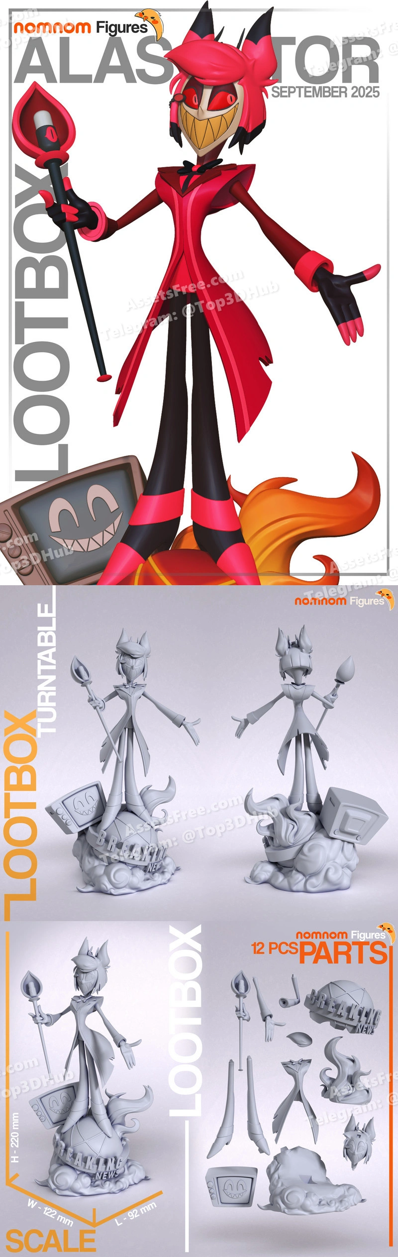 Nomnom Figures – Alastor – Hazbin Hotel – STL 3D Print Model | AssetsFree.com Nomnom figures alastor hazbin hotel