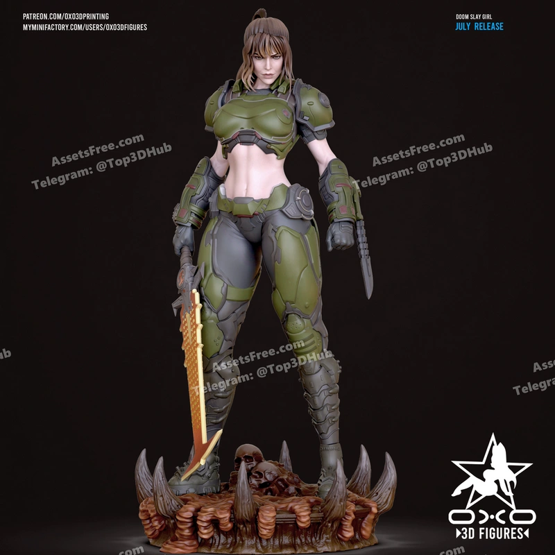 Oxo3d doom slay girl tabletop miniature