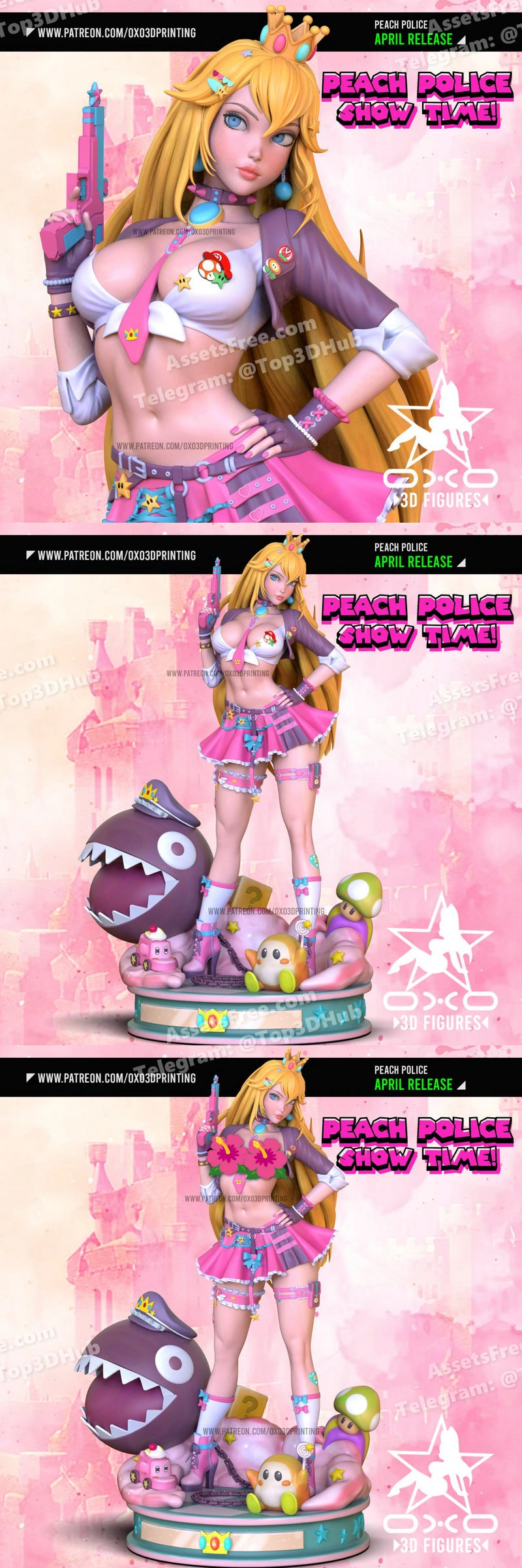 Oxo3d figures peach police anime figure