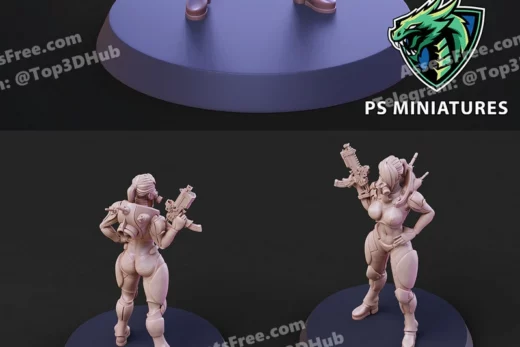 Psminiatures cyberpunk mercenary pose 1 (4 variants and pinup)