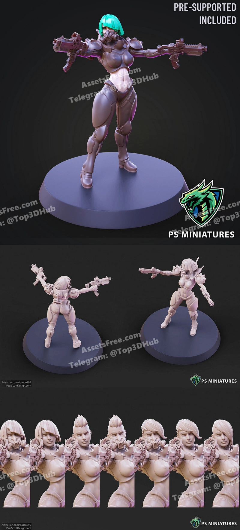 PSMiniatures – Cyberpunk Mercenary Pose 3 (7 Variants And Pinup) – STL 3D Print Model | AssetsFree.com Psminiatures cyberpunk mercenary pose 3 (7 variants and pinup)