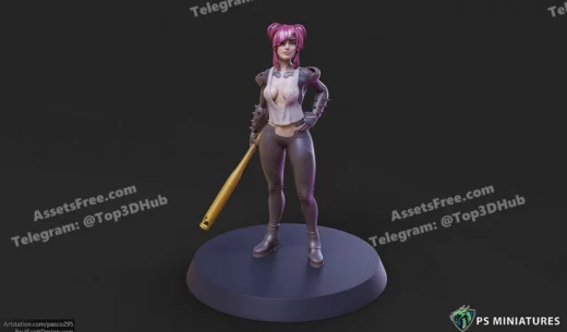 Psminiatures cyberpunk scrapper girl pose 1 (3 variants and pinup)