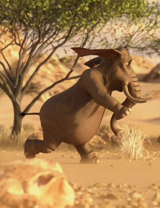 Pachyderms poses for toon elephant