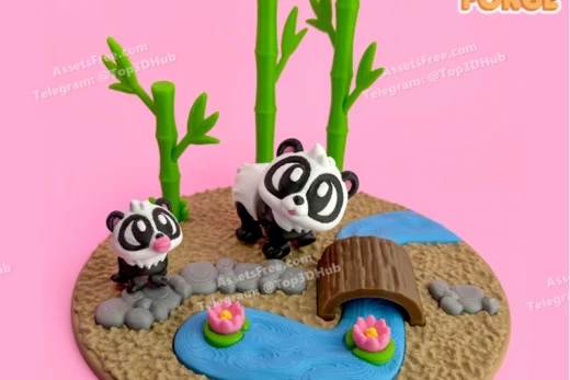 Panda and bamboo 3d flexi forge