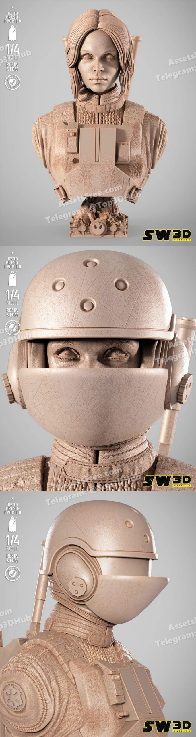 Sw3d jyn erso portrait bust