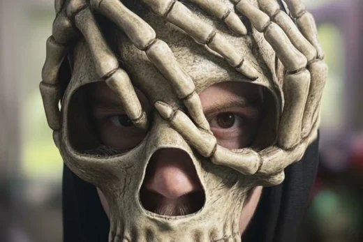 Skeleton hands skull mask