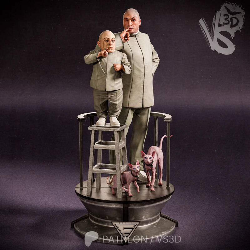 VS3D – Dr Evil & Mini Me – Austin powers – STL 3D Print Model | AssetsFree.com Vs3d dr evil & mini me austin powers