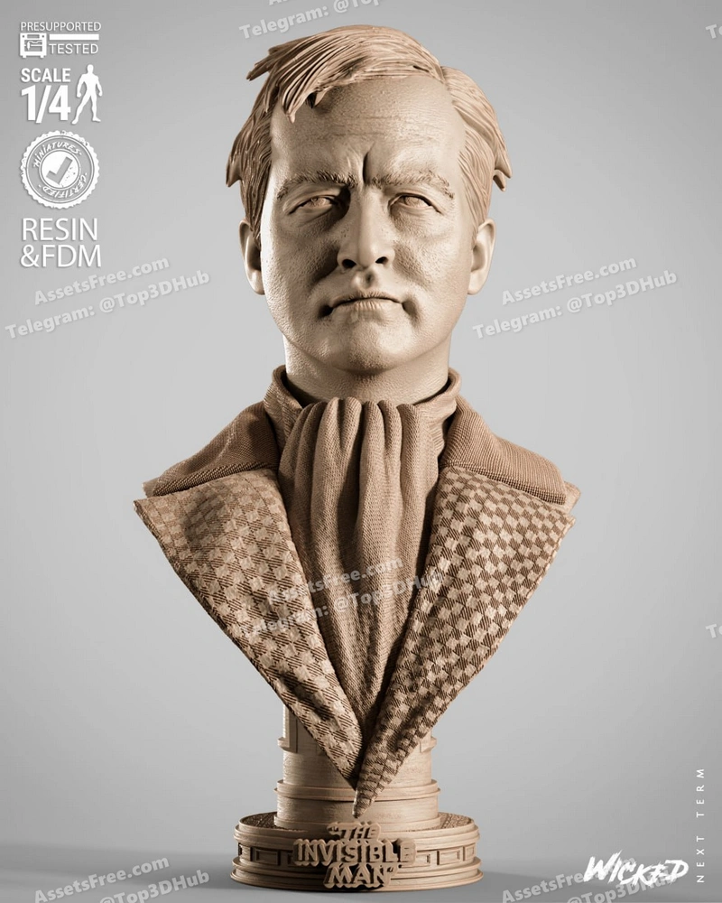 WICKED – Invisible Man Bust Portrait – STL 3D Print Model | AssetsFree.com Wicked invisible man bust portrait