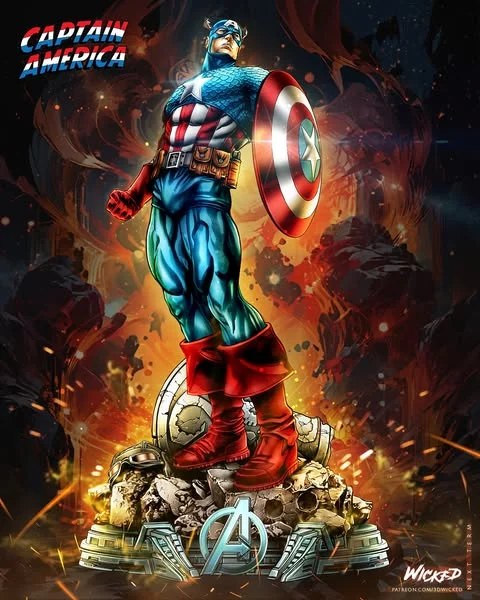 Wicked captain america sculpture @top3dhub