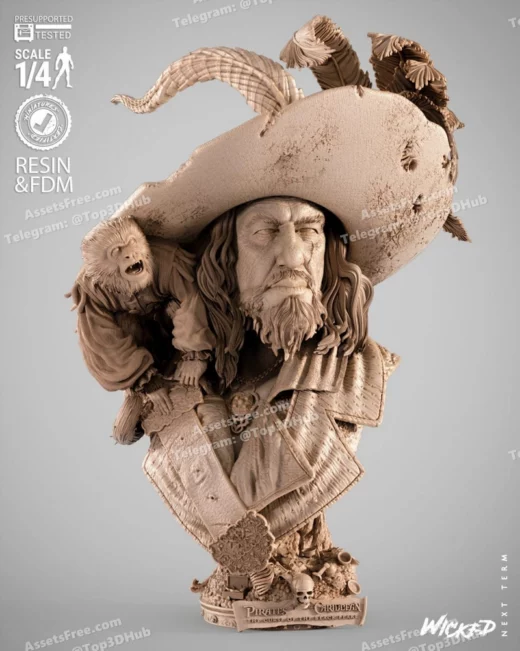 Wicked hector barbossa portrait bust