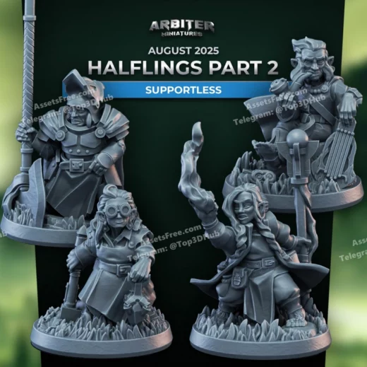 Arbiter miniatures 202508 halflings part 2 supportless