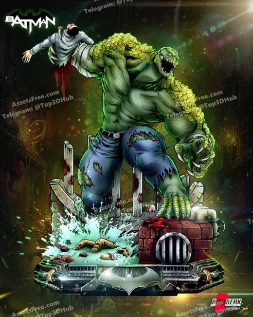 B3dserk killer croc sculpture