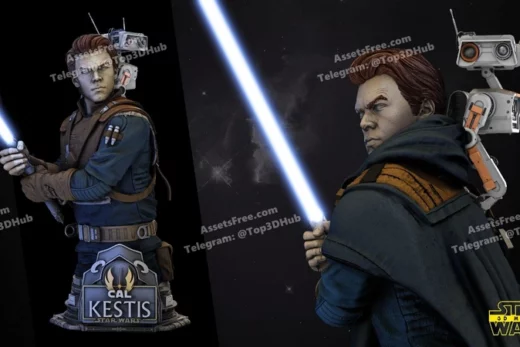 Cal kestis bust star wars 3d models 29 cm 19 parts