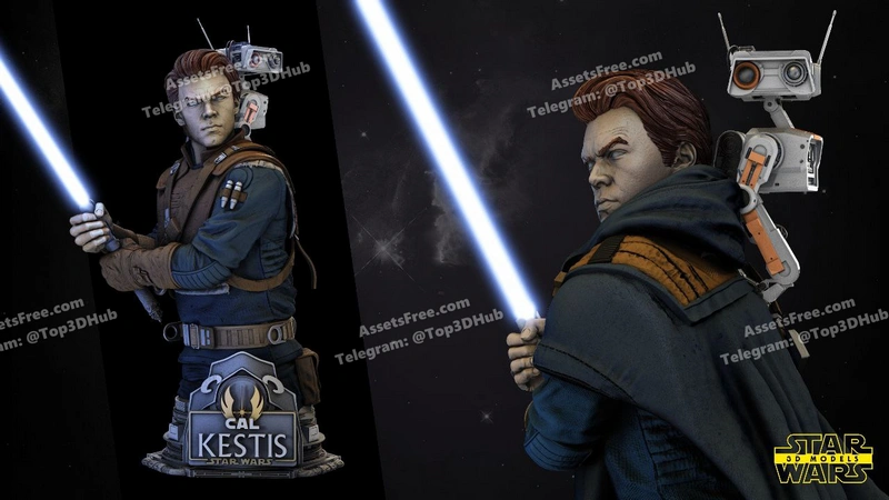 Cal kestis bust star wars 3d models 29 cm 19 parts