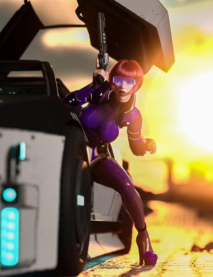 Cyberpunk car poses for genesis 8 and 8.1 female