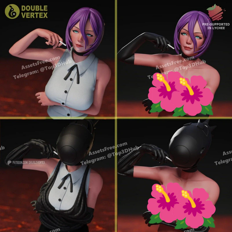 Double vertex reze & bomb devil chainsaw man bust nsfw figure