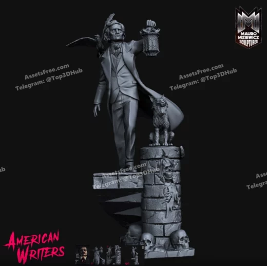 Edgar allan poe statue 3d printable