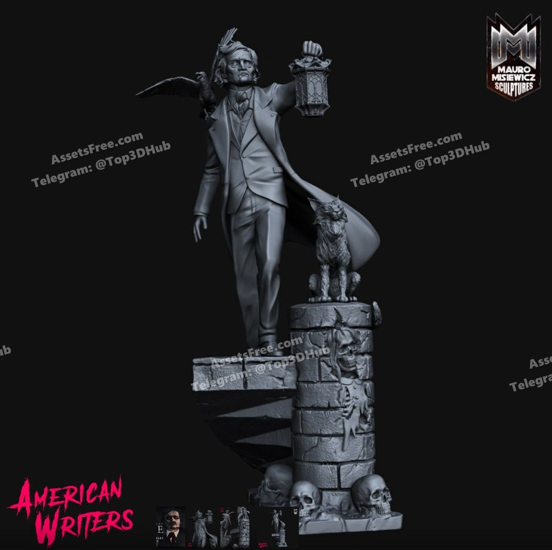 Edgar allan poe statue 3d printable