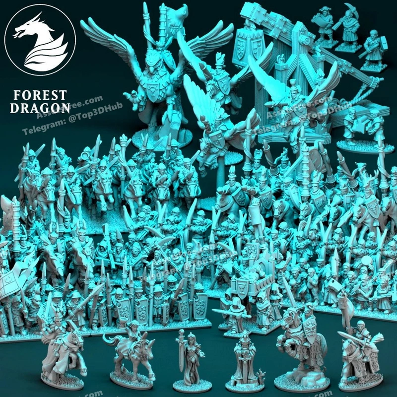 Forest dragon chivalric knights complete army