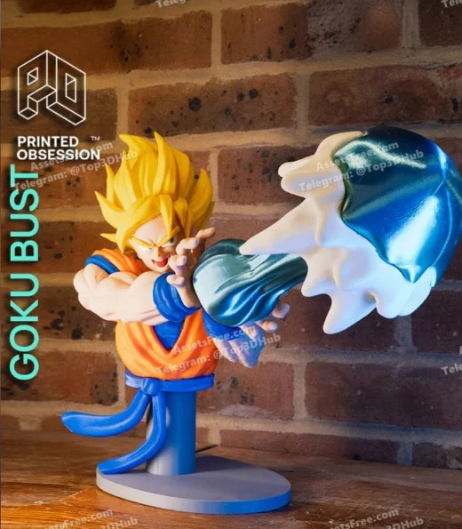 Goku bust kamehameha dbz fan art full color no ams