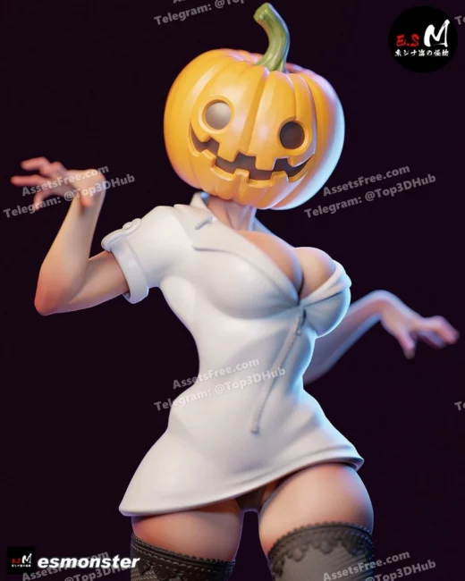 Halloween sexy lady pumpkin es monster