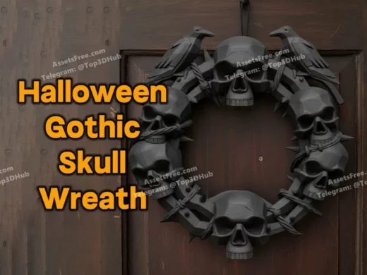 Halloween+gothic+skull+wreath+ +dark+decor
