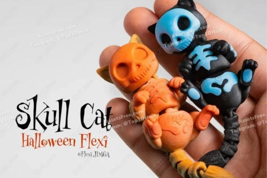 Halloween+spooky+cat+ +articulated+ +keychain