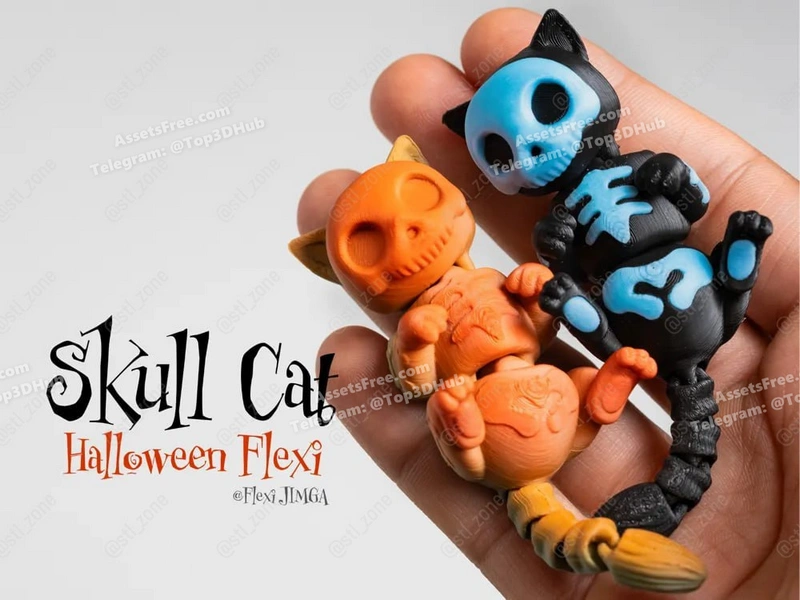 Halloween+Spooky+Cat+-+Articulated+ +Keychain – STL 3D Print Model | AssetsFree.com Halloween+spooky+cat+ +articulated+ +keychain
