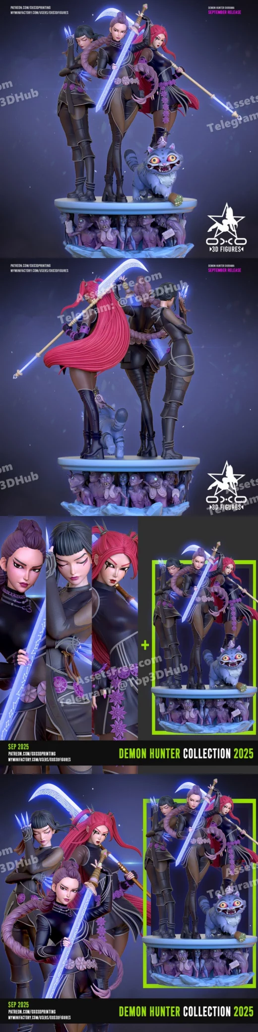 Oxo3d figures kpop demon hunter rumi mira and zoey diorama