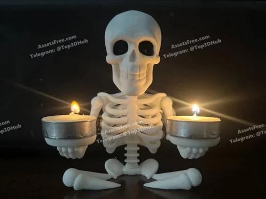 Skeleton+candle+holder+ +print in place+decor