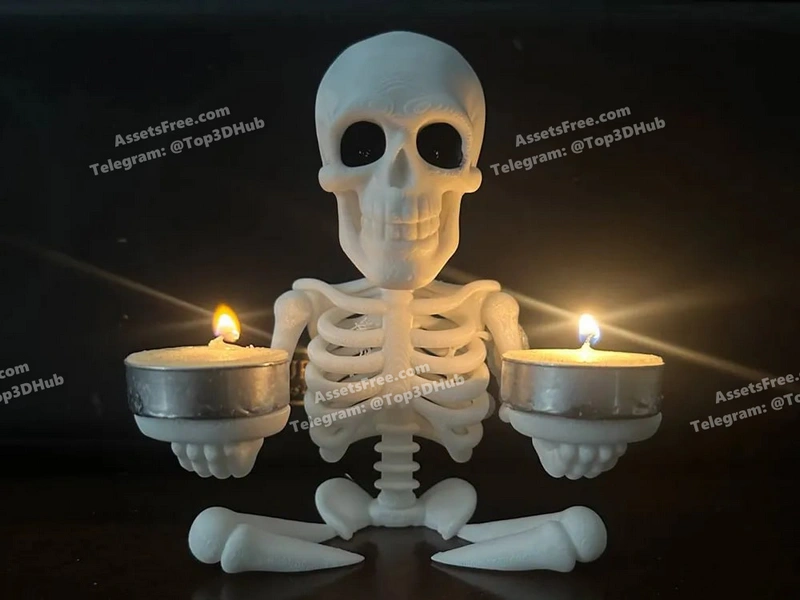 Skeleton+candle+holder+ +print in place+decor