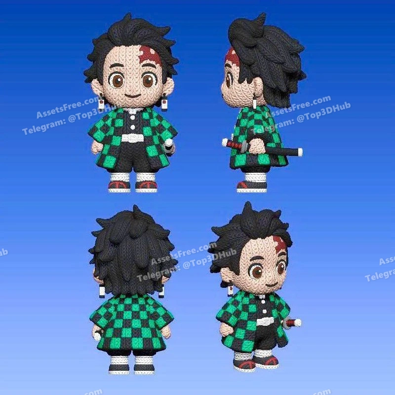 Tanjiro knitted keychain