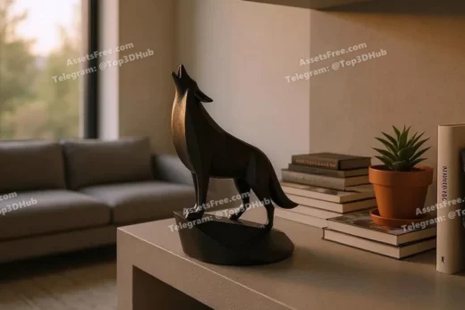 Unique+minimalist+howling+wolf+on+pedestal+