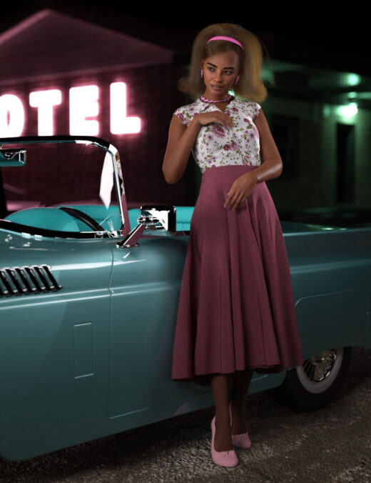 Dforce 50s daisy outfit for genesis 9 and 8 female