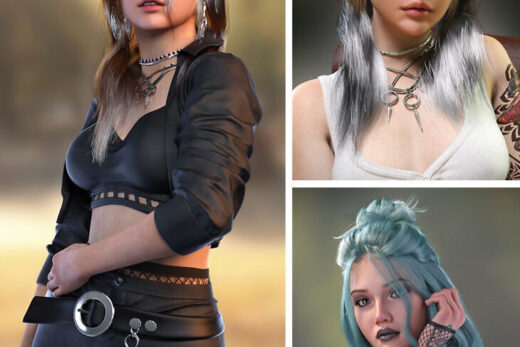 Dforce venie hair and mb venie for genesis 9 feminine